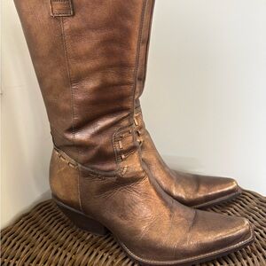 BCBGirls Copper Leather Western Boots Size 6.5